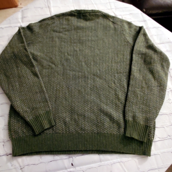 Lands End Mens Vintage Green Beige Heavy Wool Blend Sweater XL NWOT - Picture 2 of 5